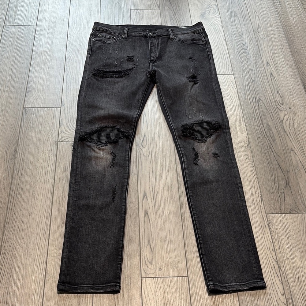 Mnml jeans vintage distressed denim black grey size 36